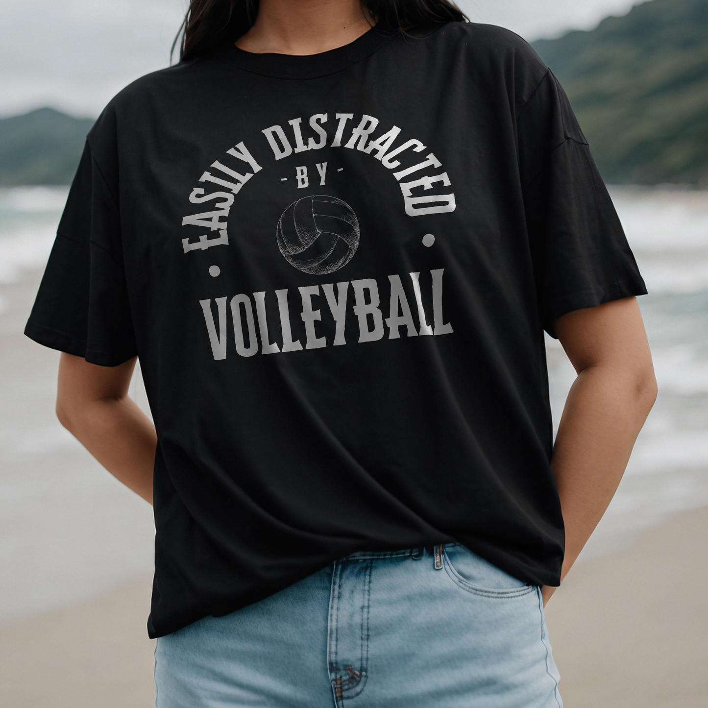 Easily Distracted By Volleyball T-Shirt | Unisex Graphic Tee