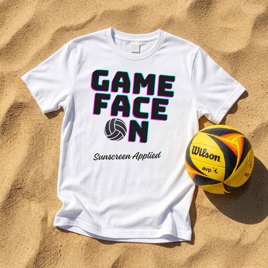 Game Face On, Sunscreen Applied Volleyball T-Shirt | Unisex Graphic Tee
