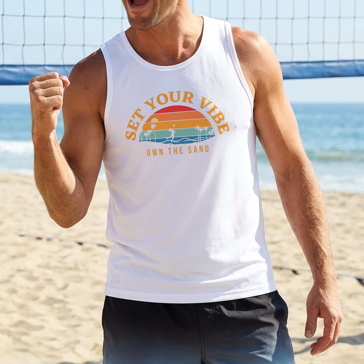 Set Your Vibe, Own the Sand Volleyball Tank Top | Men's Athletic Tank