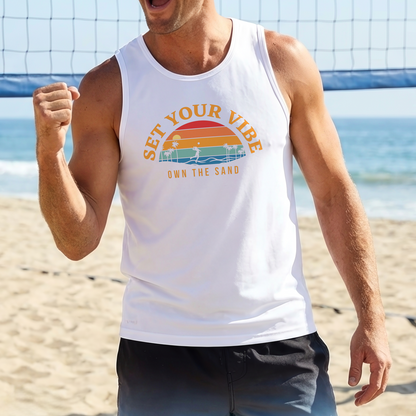 Set Your Vibe, Own the Sand Volleyball Tank Top | Men's Athletic Tank